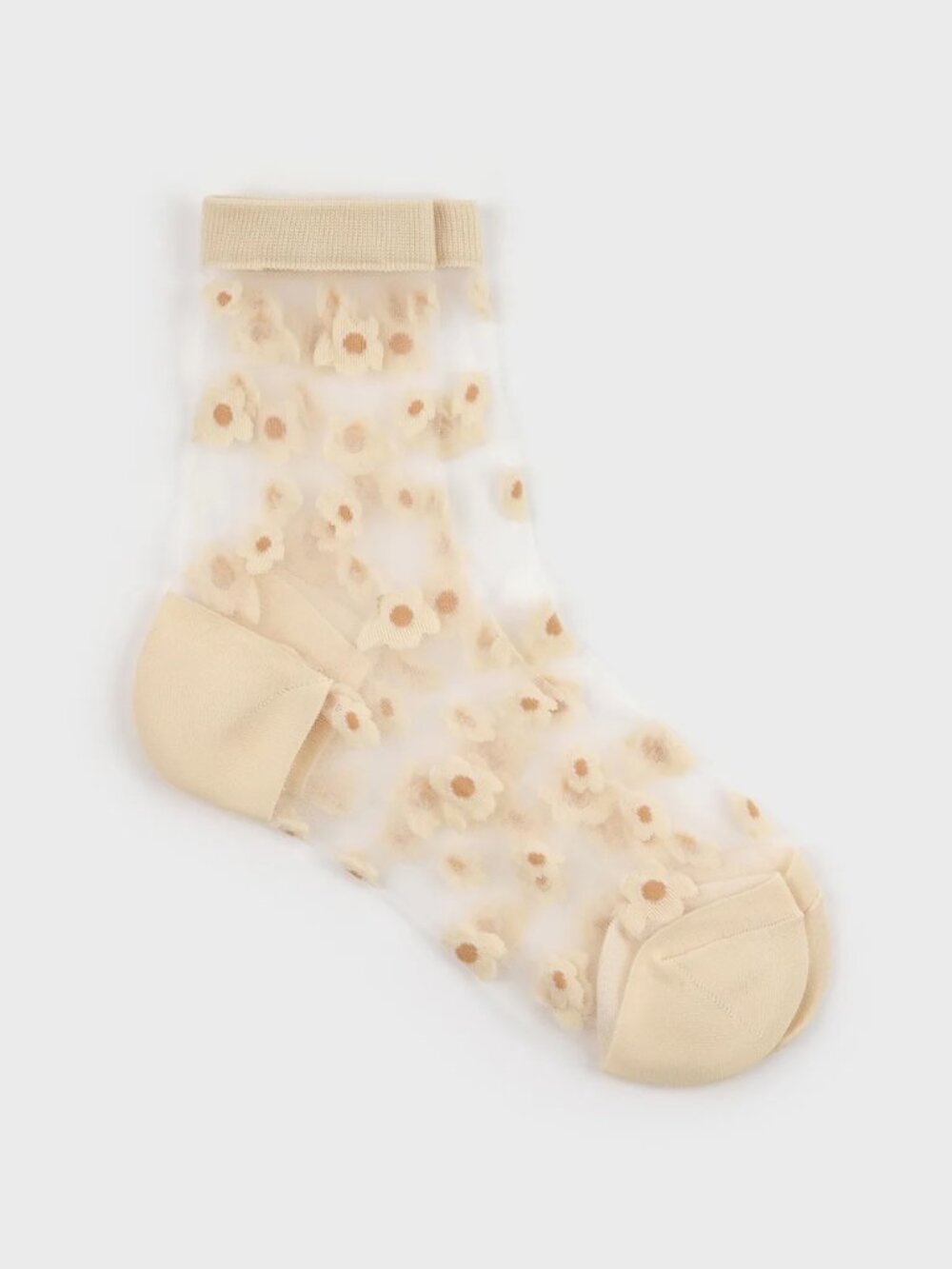 GLASSWORKS LONDON Beige mixed flower sheer socks NWT